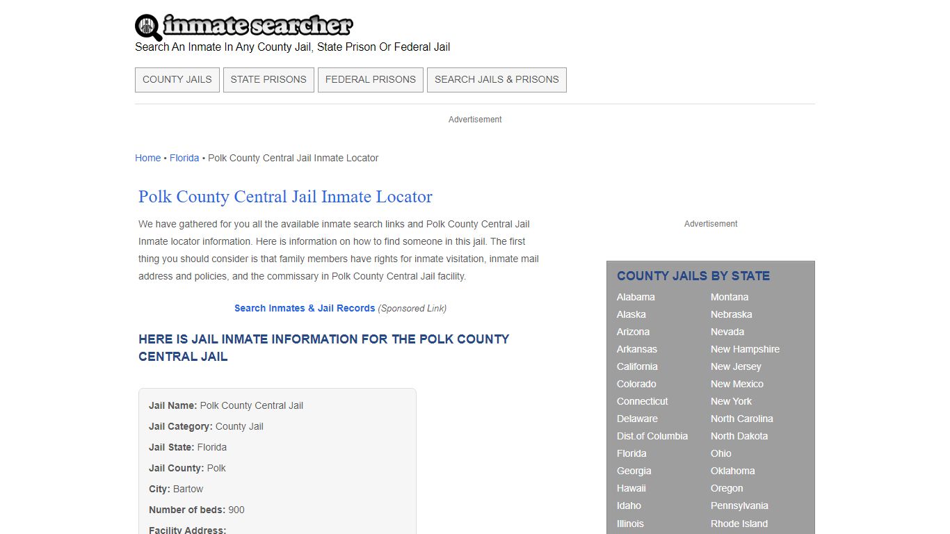 Polk County Central Jail Inmate Locator - Inmate Searcher